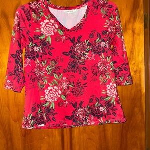 The Pioneer Woman Red Floral Long Sleeve Top